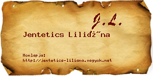 Jentetics Liliána névjegykártya
